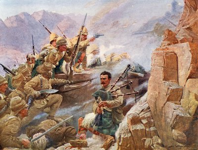 Gurkhas Armed with Their Kukri or Khukuri, a Nepalese Knife with an Inwardly Curved Blade, Together with Members of the Gordon Highlanders Storming the Dargai Heights in 1897 During the Tirah Campaign by Unknown